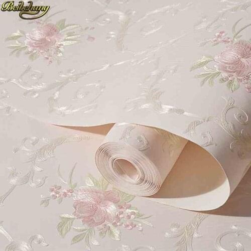 Beibehang European self-adhesive non-woven wallpaper 3d three-dimensional garden flower warm bedroom living room wall paper