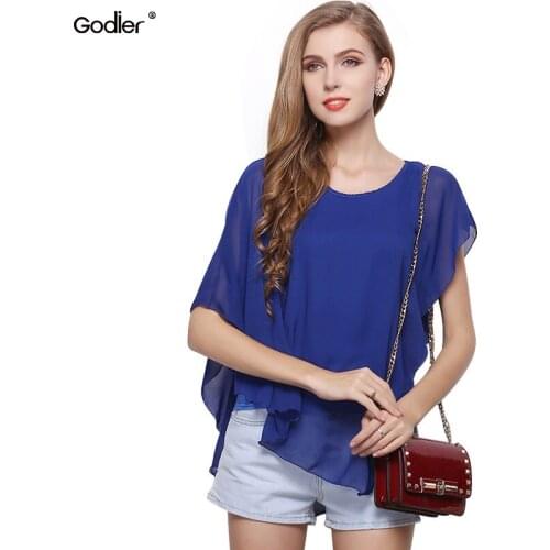 Godier Women Blouse 2020 Office Ladies Sleeveless Ruffles Shirts Casual Slim Solid Blusas Chiffon Tops OL Blouse Blouse