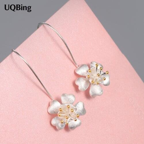 Good Jewelry Fashion Pure 925 Sterling Silver Drop Earrings Lotus Flower Drop Earrings Jewelry Pendientes Brincos