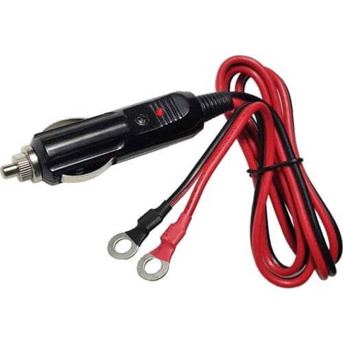 JKM High Temperature Resistant Car Cigarette Lighter Plug To 6mm Round Terminal 1m Extension Wire Adapter Compatible Cable