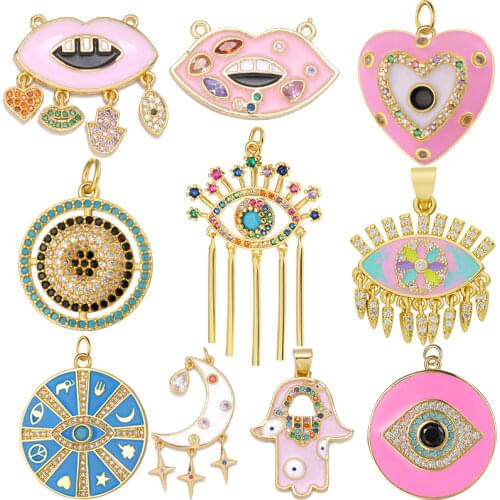 Juya DIY Fashion Jewerly Handmade Gothic Enamel Charm Connectors Accessories For Handicraft Pendant Jewelry Making Supplies