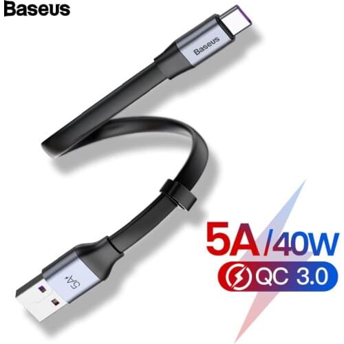 Baseus USB C Cable USB For Type C 40W 5A 23cm Cable For Huawei P30 P20 Mate 30 20 Pro Fast Charge Charging Data Cable For Xiaomi