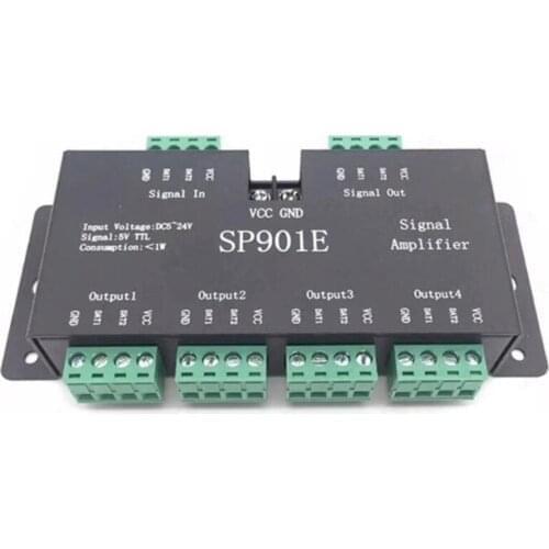 SP901E LED Signal Amplifier controller SPI output signal 4 control group Amplifier for WS2811 SK6812 APA102 DMX512 STRIP MODULE