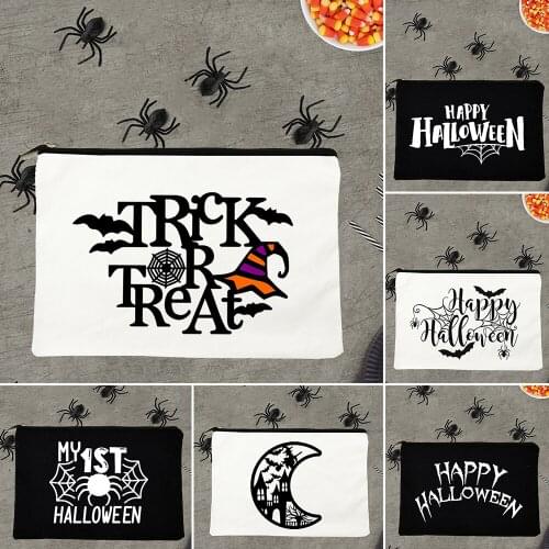 Trick Or Treat Large Capacity Cosmetic Bag Girl Halloween Toiletries Storage Makeup Bags Womens Outdoor Travel Wash Bag Handbag