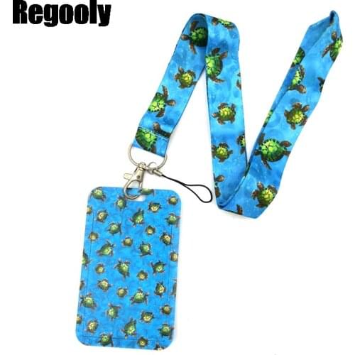 Blue Sea Turtles Creative Lanyard Card Holder Student Hanging Neck Phone Lanyard Badge Subway Access Card Holder Accessories