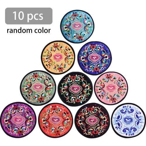PCS Round Embroidered Cloth Coaster Retro Ethnic Floral Design Table Decoration Insulation Placemat Color Random Reasonable