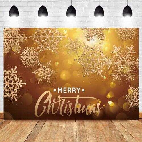 Laeacco Merry Christmas Vinyl Backdrop Gold Snowflake Light Bokeh Photography Background Child Portrait Photocall Photo Studio