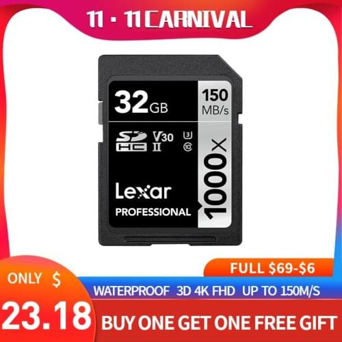 Lexar 1000x sd card 32gb 64gb 128gb Class10 high speed up to 150M/S shootting 1080p 3D 4K video Professional camera memory