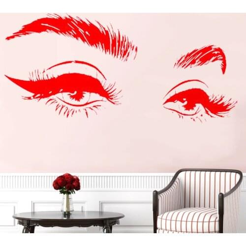 Hot Selling Beautiful Eyelashes Eye Wall Sticker Decal Vinyl Girls Eyes Eyebrows Wall Decals Modern Home Decor Art Salon j952