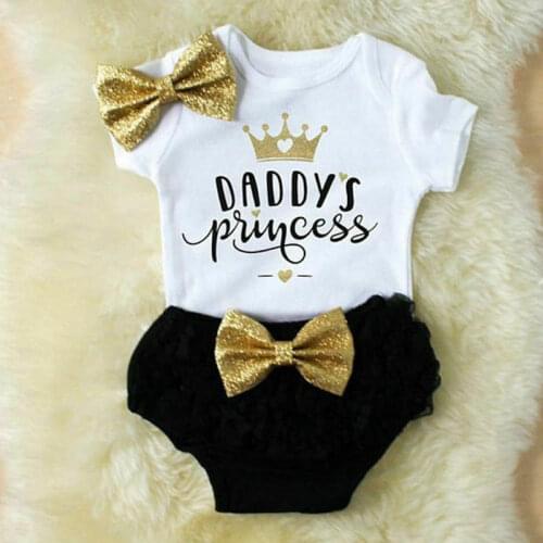 Cute Baby Girls Summer Outfits 3PCS Newborn Baby Girl Clothes Tops Short Sleeve Romper + Tutu Shorts Pants Set
