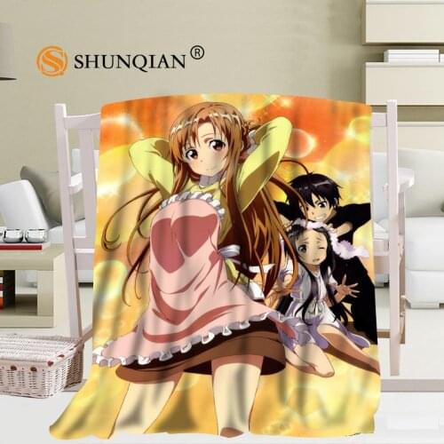 P+ Sword Art Online Blanket Soft DIY Sofa Bed Throw Blanket Kid Adult Warm Custom Blanket 56x80Inch50X60Inch40X50Inch