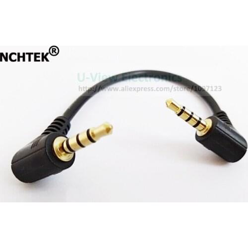 NCHTEK Dual 90 Degree Right Angled 3.5mm 4 Poles Stereo Male to Male Audio Extension Cable About 15CM/Free Shipping/10PCS