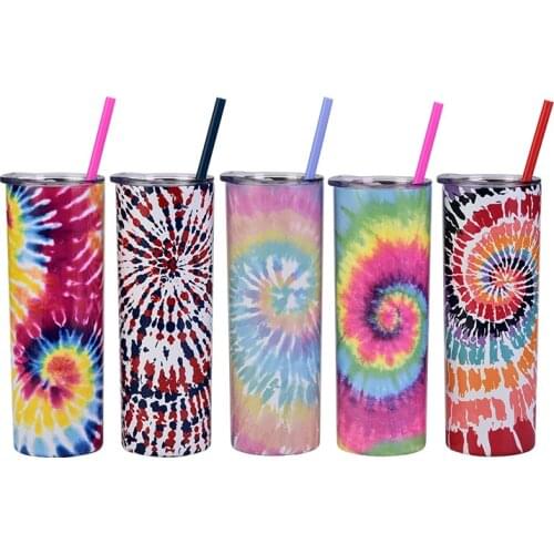 The New Stainless Steel Straight Cup Creative SKINNY Cup Double Layer Tie-dye Sublimation Water Stainless Steel Water Bottle