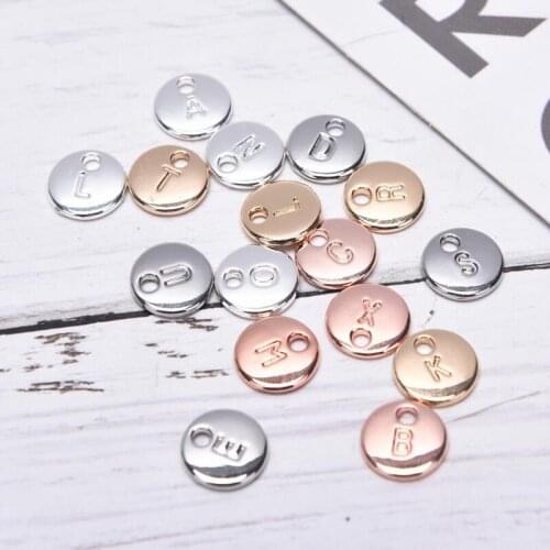 Top Quality Double Side Silver Plated Gold Color Alphabet A-Z Letter Tag Charms Stamp Initial Charm For Jewelry Making