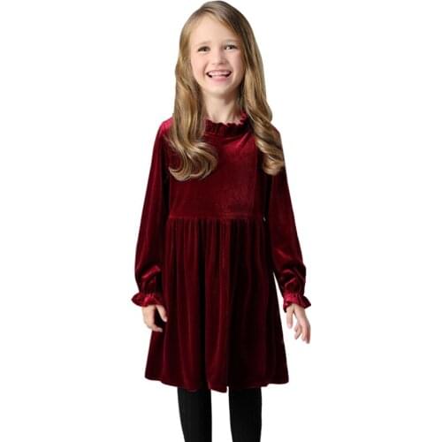 Thick warm velvet dresses 2021 winter spring age for 4-14 teenage girls long sleeve dress elegant frocks autumn big girl clothes