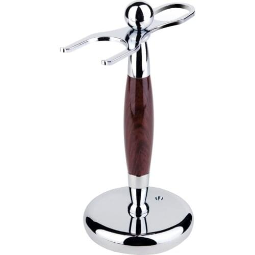 Imitation Wood-Grain Metal Alloy Shaving Brush Shaver Rack Hanging Razor Rounding Bottom Beard Brush Rack