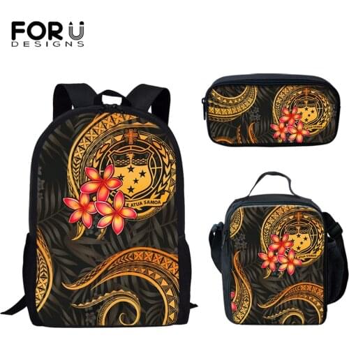 FORUDESIGNS Polynesian Samoa Tribe Pattern School Bags for Women 3pcs/set Girls School Backpack Mens Mochilas Large Capacity