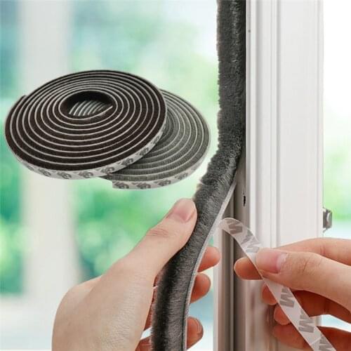 2/3/5/10M Self-adhesive Sealing Strip Window Sound Insulation Strip Gasket Wind-proof Brush Strip For Wardrobe Wooden Glass Door