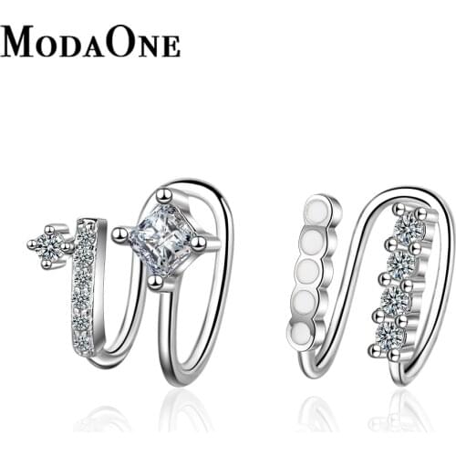 ModaOne Fashion Korean Clip On Earrings For Women 925 Sterling Silver Ear Cuff Jewelry Girls pendientes mujer