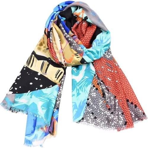 Pop Geometric Printed Women Scarves Cotton Viscose Autumn Winter Warm Headscarf Fringe Muslim Hijabs High Quality 180x90cm