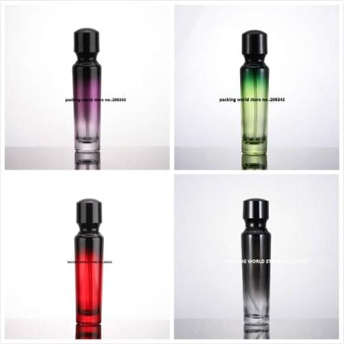 100ml green/purple/red/black glass bottle with press pump for lotion/emulsion/serum/essence/foundation/skin care cosmetic packin