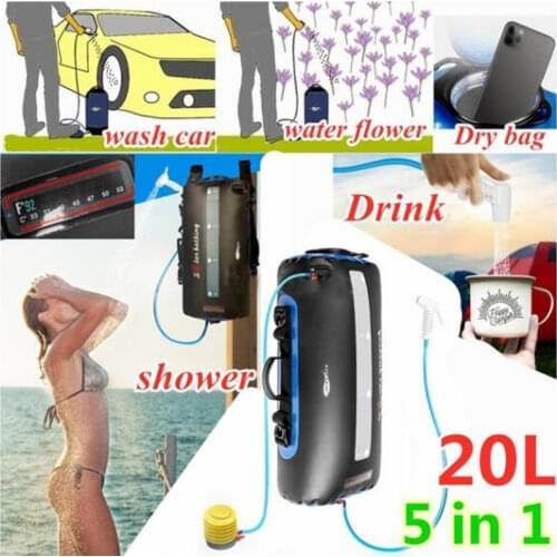 20L Summer Camping Solar Shower Water Bag Portable Multifunctional Outdoor Travel Hiking Solar Bathing Heating Picnic Water Bag