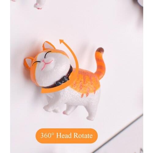360 Degree Head Rotate 3D Cute Cat Refrigerator Sticker Magnetic Set Cartoon Cats Fridge Magnet Kitchen Decoration Birthday Gift