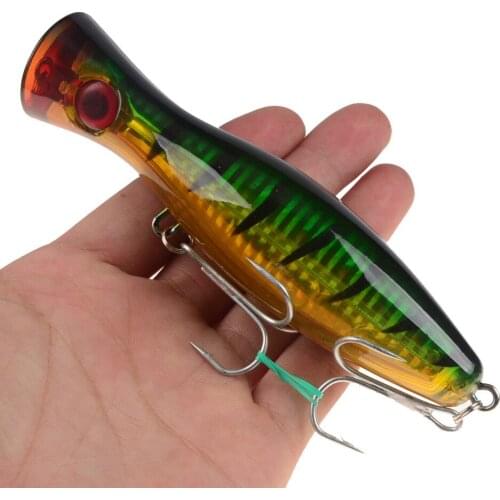 YUZI 1PCS 12cm 40g Popper Sea Topwater Fake Fishing Lures Aritificial Baits 3D Eyes Bait Crankbait Wobblers fishing tackle