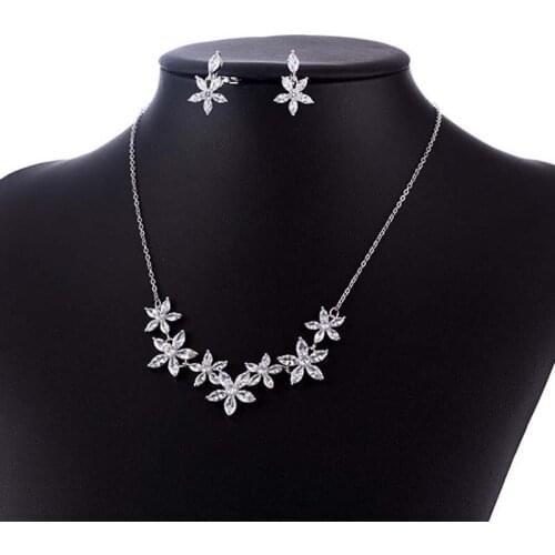 2 Piece Necklace & Earrings Wedding Collection Set Women High Quality Sparkling Cubic Zirconia Bridal Jewelry Sets