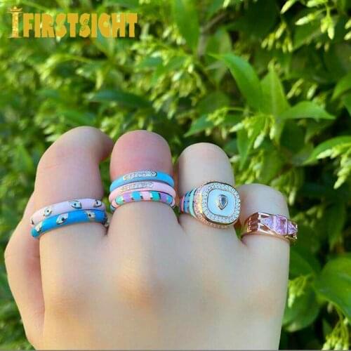 Gold Color Enamel Marquise Eye Shaped Finger Band Ring Open Adjust Size Boho Bohemia Lovely Eyes Rings Fashion Women Jewelry