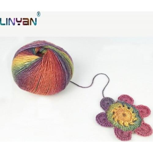 100 g 70% merino wool 30% bamboo fiber Hand-knitted needle thread coarse yarn Segment dyeing Rainbow lovers yarn shawl zl4