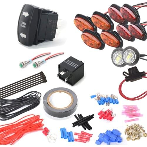 12V Universal For SXS ATV UTV Street Legal SXS 3/4" Ova LED Turn Signal Street legal Kit w/Rocker Switch for Polaris Rzr Ranger
