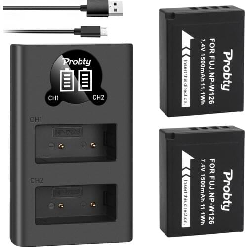 2 pcs NP-W126 W126S Camera Bttery and LED Dual Charger for Fujifilm X-T20 XT20 X100F X-H1 XH1 X-A5 XA5 X-A20 XA20 X-E3 XE3 X-T3