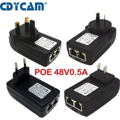 2021 Cdycam Surveillance CCTV Security 48V 0.5A 24W POE Wall Plug POE Injector Ethernet Adapter IP Camera Phone PoE Power Supply