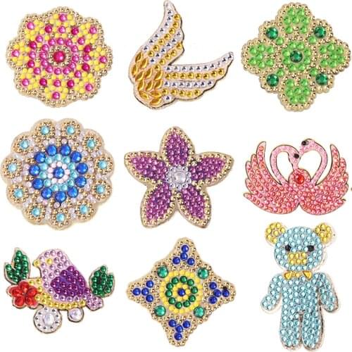 3pcs DIY Diamond Painting Brooches Full Drill Diamond Brooch Women Jacket Sweater Rhinestone Embroidery Badges Gift for Girl