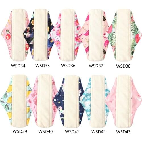 Ohbabyka 5PCS Health Feminine Hygiene Bamboo Women Panty Liner Absorbent Reusable Menstrual Pads Washable Cloth Sanitary Pads