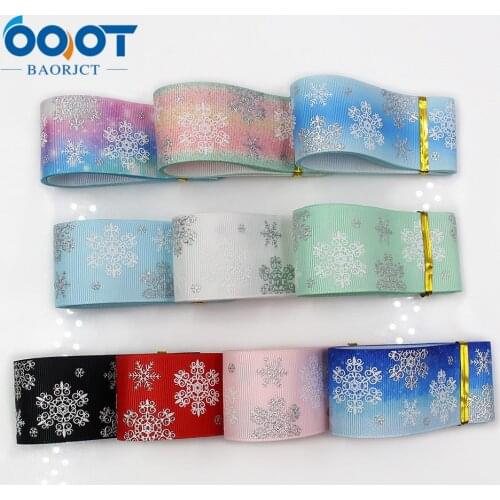 ' 5yard sLaser snowflake printing Grosgrain Ribbons DIY Handmade Child Bow Wedding Decoration Gift Wrap Material,L-20819-851