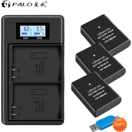 PALO 1pcs 1200mAh EN-EL14 EN-EL14a ENEL14 EL14 battery case for Nikon P7800 P7700 P7100 P7000 D5500 D5300 D5200