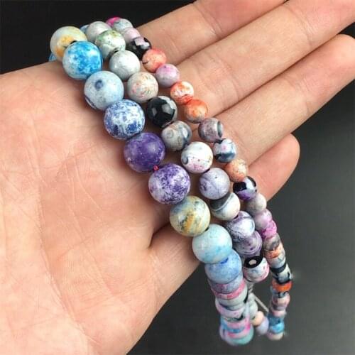 Natural Stone Multicolor Fire Agates Beads Round Loose Spacer Beads For Jewelry Making DIY Earings Bracelets 15'' Inch 6/8/10mm