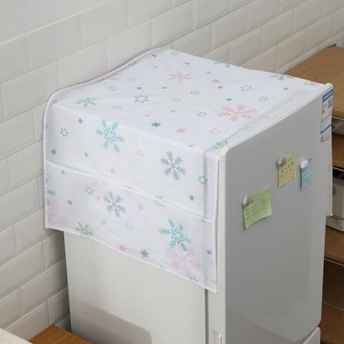 Printed Washing Machine Cover With Storage Pocket Refrigerator Top Cover Microwave Oven Dust Proof Cover Household Storage