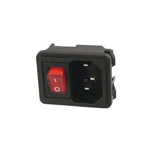 Black 3 Pin Fused Power Socket w Switch 10A AC 250V Endoz
