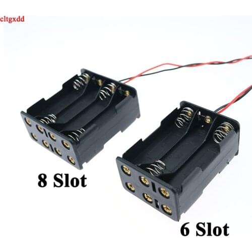 Cltgxdd 1Pcs AAA Battery Back To Back Holder Case Box With Wire Leads 3 4 6 8 Slots DIY Clip Holder Box