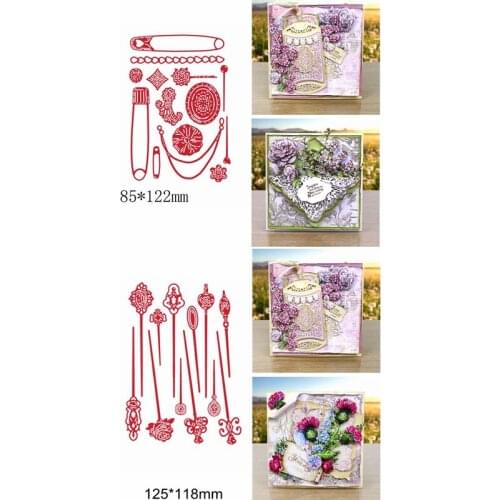 Flower Pin Clip Necklace Scepter Trinkets Metal Cutting Dies Hollowed Make DIY Album Decorate Cards Embossing Paper New Die Cut
