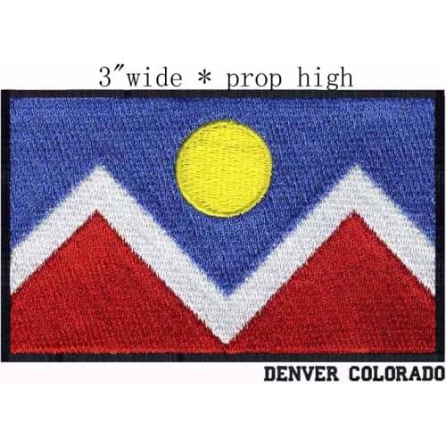 Denver, Colorado USA Flag 3"wide embroidery patch for a cross/one Moon/Mountain