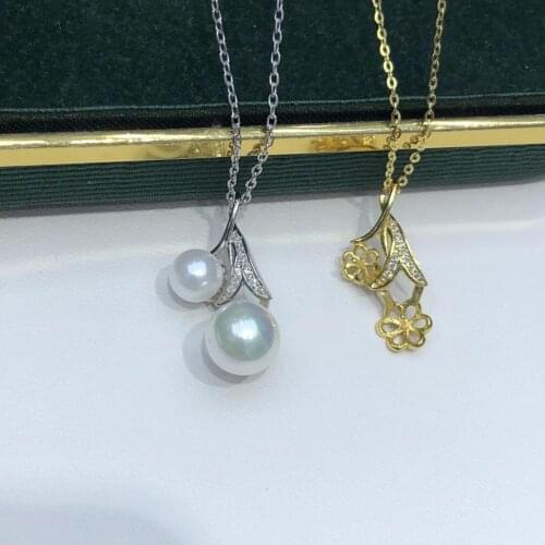 TWO PEARLS 925 Sterling Silver Pendant Base Settings Mountings Findings Parts for Pearl Coral Jade Beads Stones Crystal