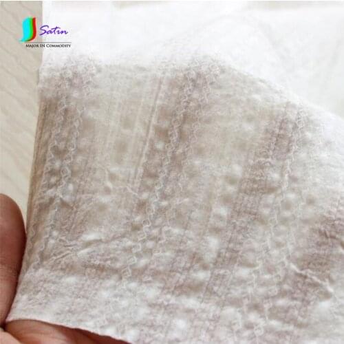 Cotton White Cloth Pure Cotton Jacquard Foam Fabric Rural Womens Shirt Skirt Fabric Childrens Wear Jacquard Weave A0019A