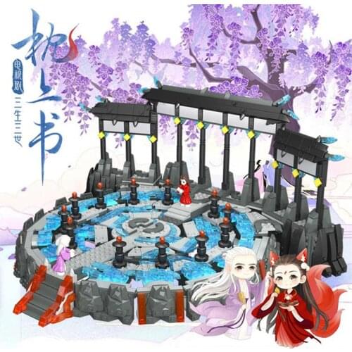 Chinese TV Series Bricks Toys Three Lives,Three Worlds Reincarnation Platform Model With Figures Building Blocks Kit Christmas