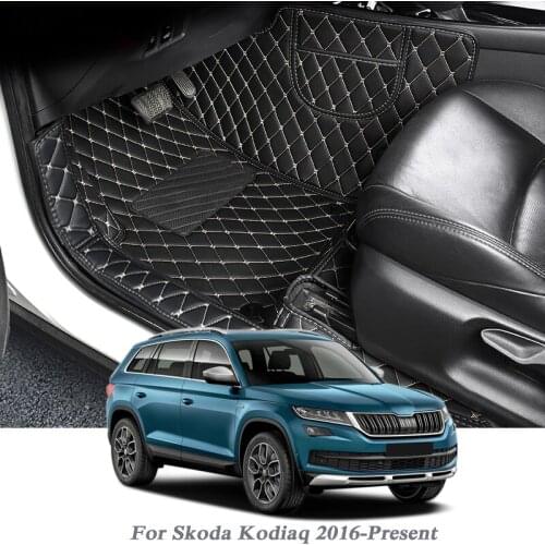 Car Styling PU Leather Foot Mat For Skoda Kodiaq 2016-Present LHD Floor Carpet Protector Waterproof Pad Auto Internal Accessory