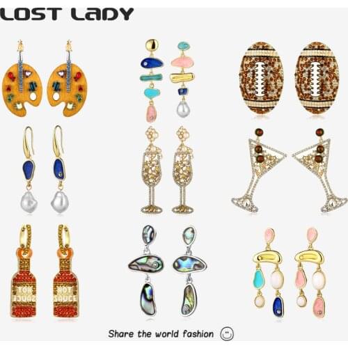 Lost Lady Fashion Womens Alloy Crystal Design Dangle Drop Earrings Cute Car Sports Equipment Earrings Party Gifts for Girl