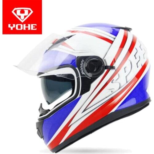 2019 Autumn Winter YOHE Double lens full face motorcycle helmet YH970 Knight safety protection Moto Racing helmets made of ABS